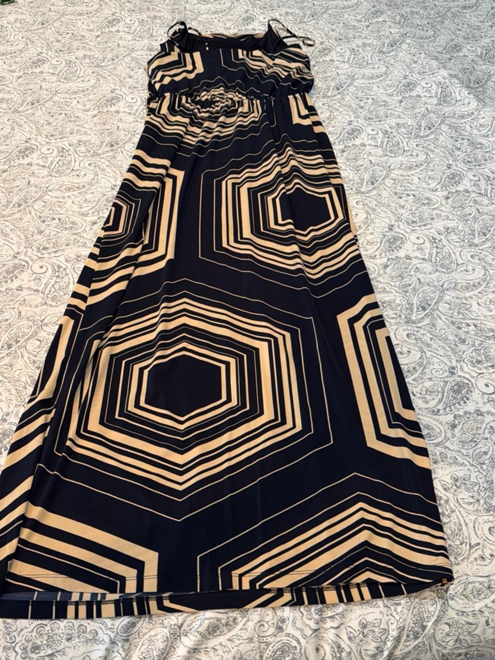 Enfocus Studio Black & Tan Geometric Maxi Skirt